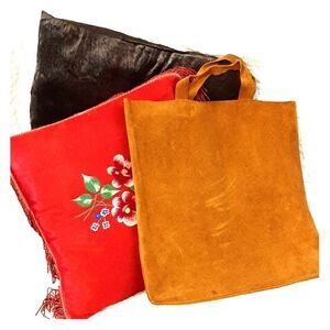 1970s Vintage Mustard Yellow All Suede Totebag